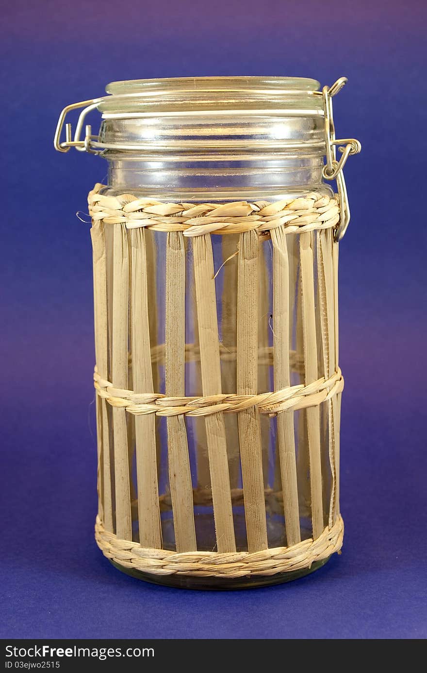 Glass jar with airtight closure and bamboo. Glass jar with airtight closure and bamboo