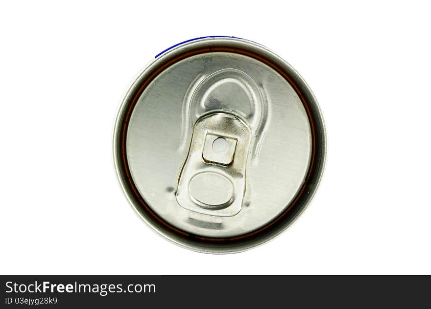 Can of drink closeup over white. Can of drink closeup over white