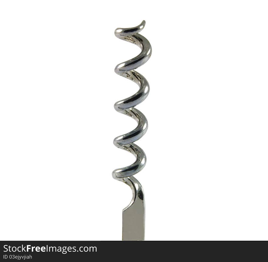 Closeup of steel bottle opener isolated on white