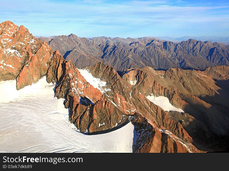 Landscape of southern alpine alps from top of Mount cook in New Zealand. Landscape of southern alpine alps from top of Mount cook in New Zealand