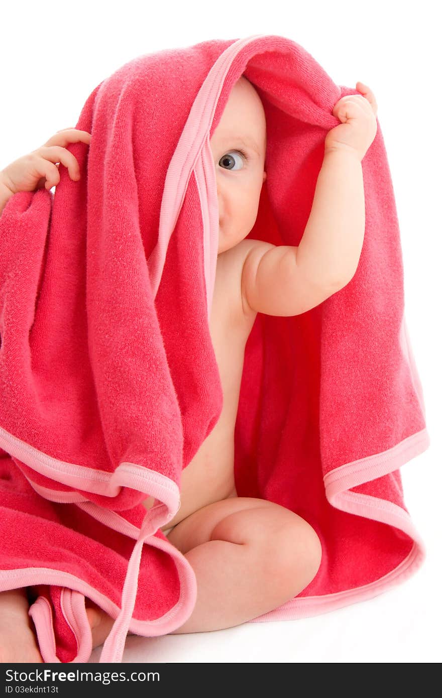 Surprised kid looks at a white background. Surprised kid looks at a white background.