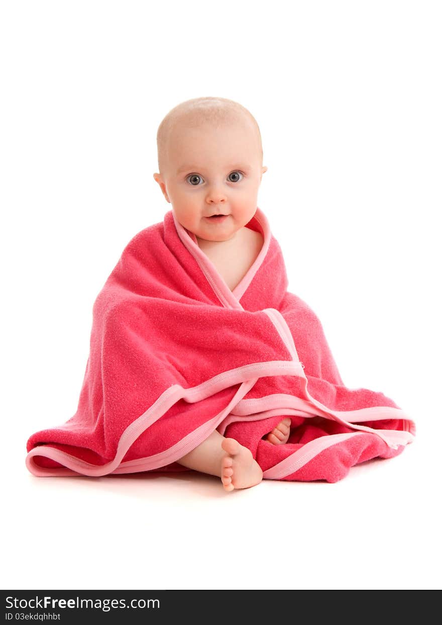 Surprised kid looks at a white background. Surprised kid looks at a white background.