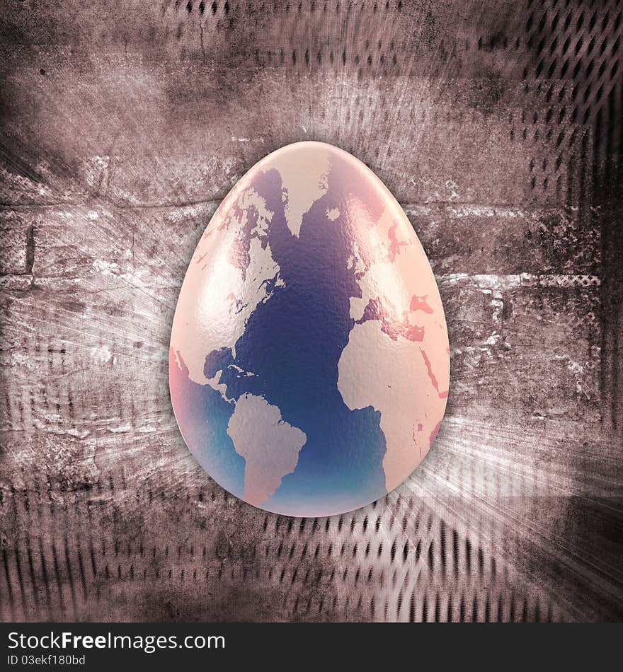 Egg with earth texture over grunge background