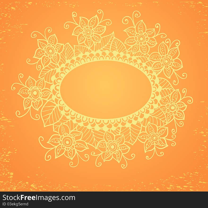 Decorative floral frame, bright color