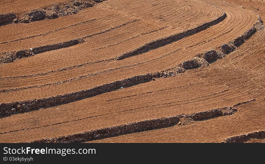 Mountain fields in the Great Wall area, China