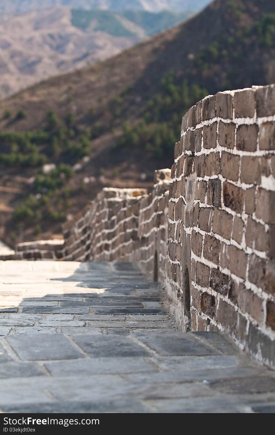 Mountain landscape and the Great Wall, China