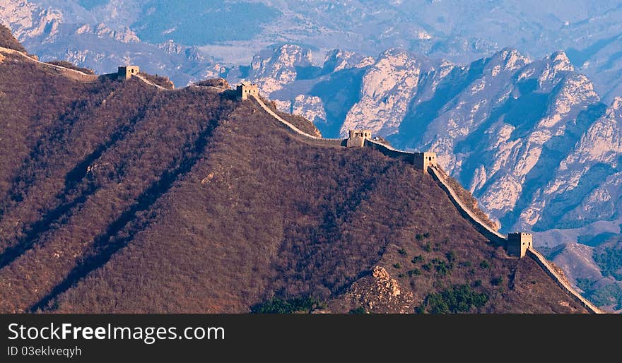 Mountain landscape and the Great Wall, China