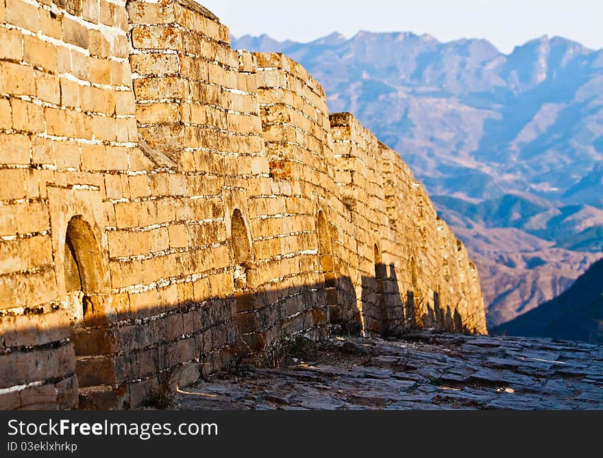 Mountain landscape and the Great Wall, China