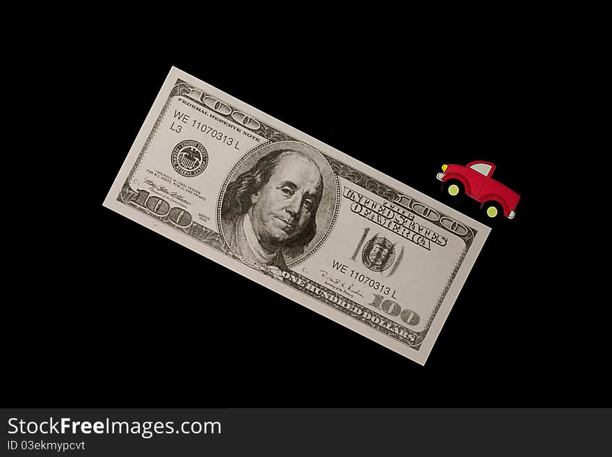 Red truck on money