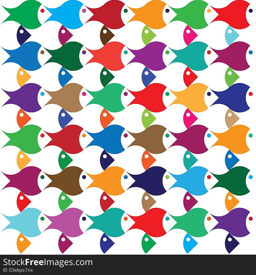 Vector color fish abstract pattern background. Vector color fish abstract pattern background