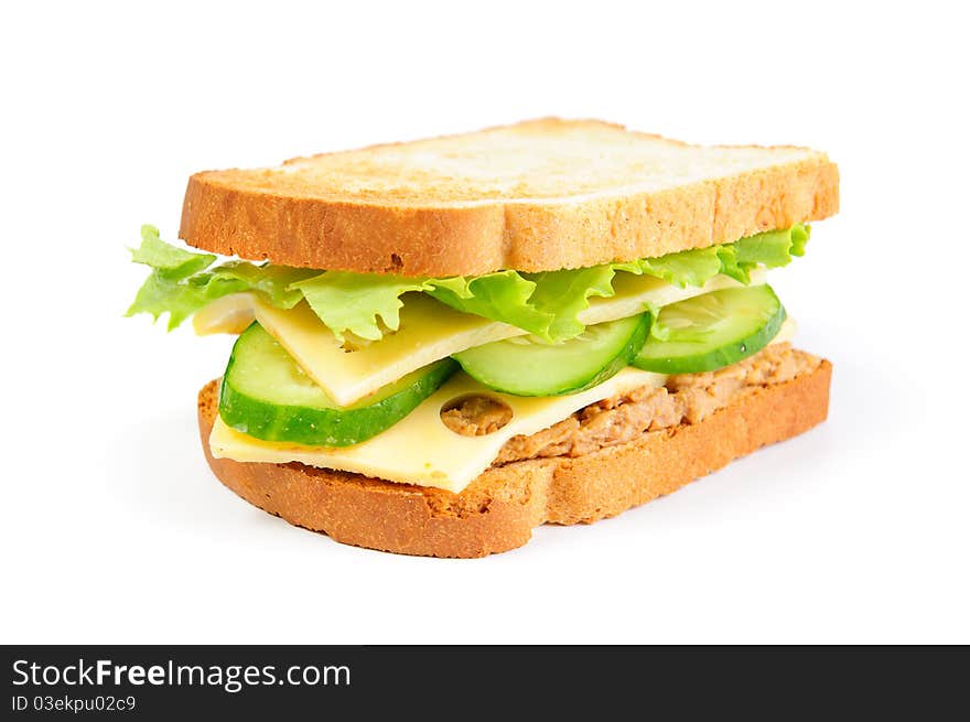 Fresh sandwich on white background. Fresh sandwich on white background