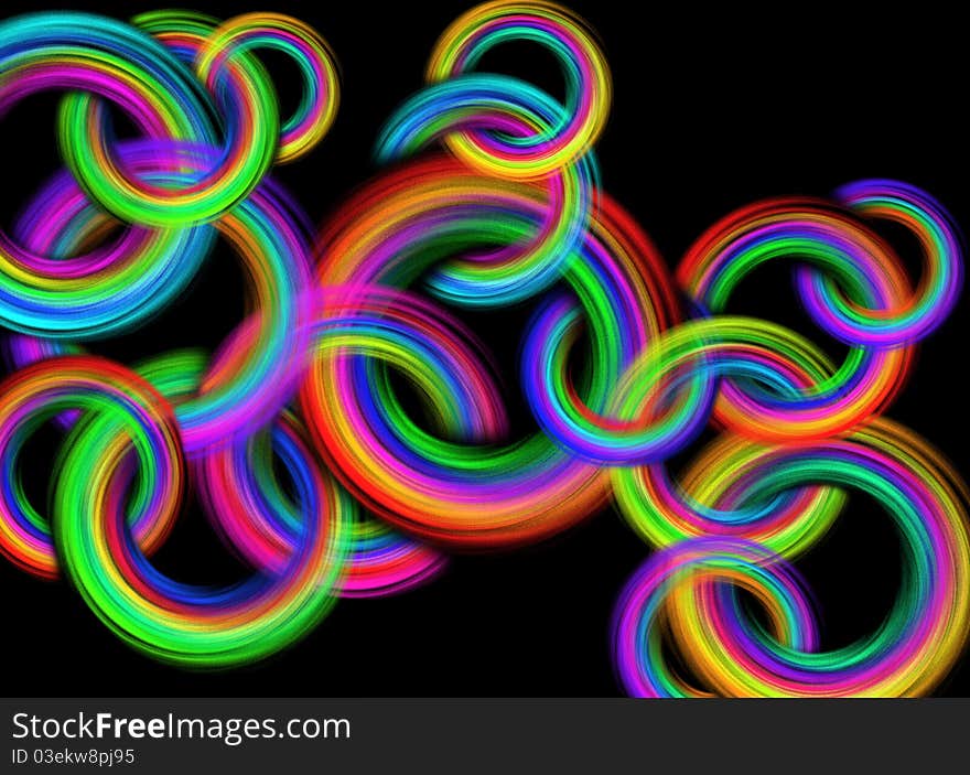 Background art with colored rings that are intertwined. Background art with colored rings that are intertwined