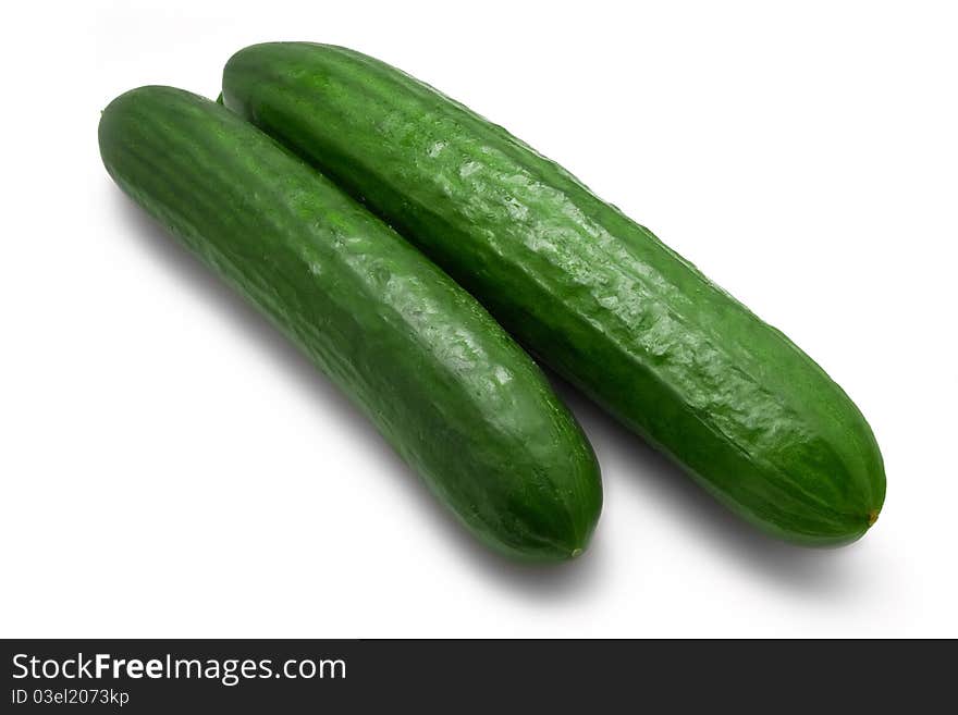 Two cucumbers isolated on white