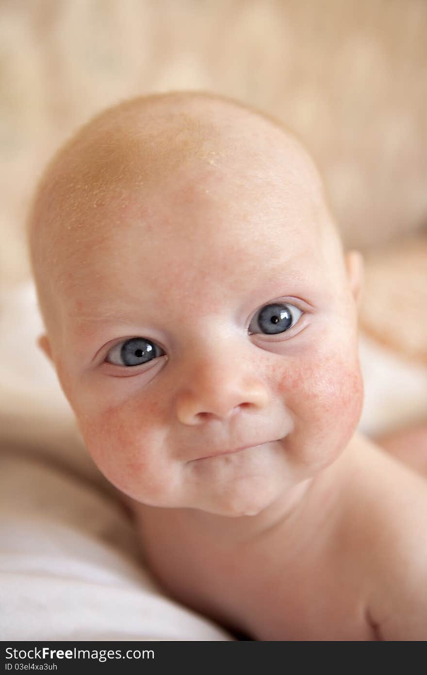 newborn baby  boy smiles