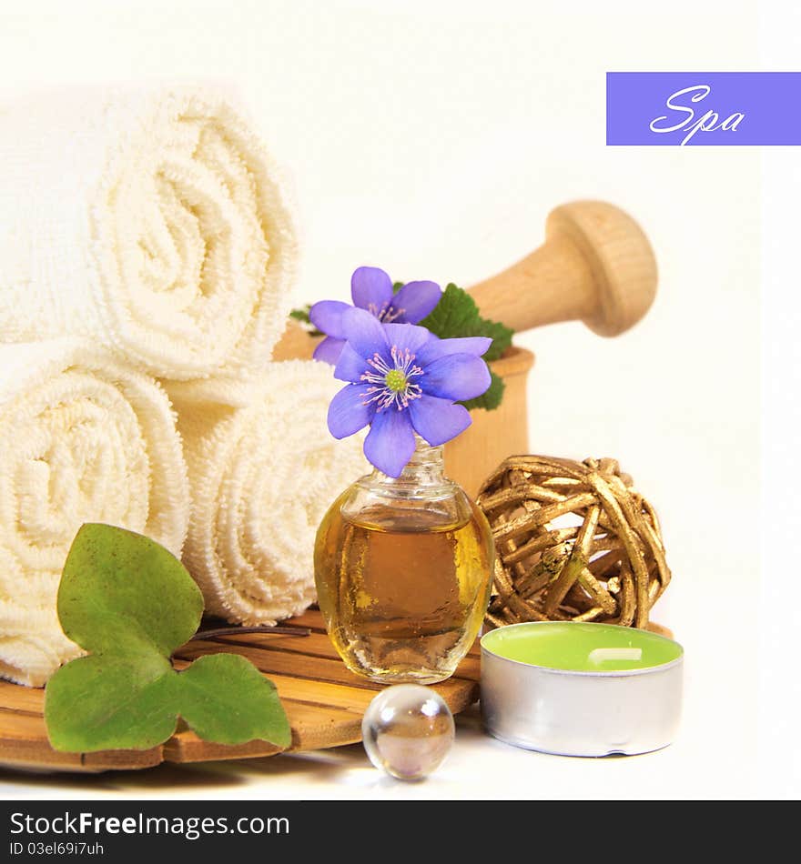 Spa setting on a white background