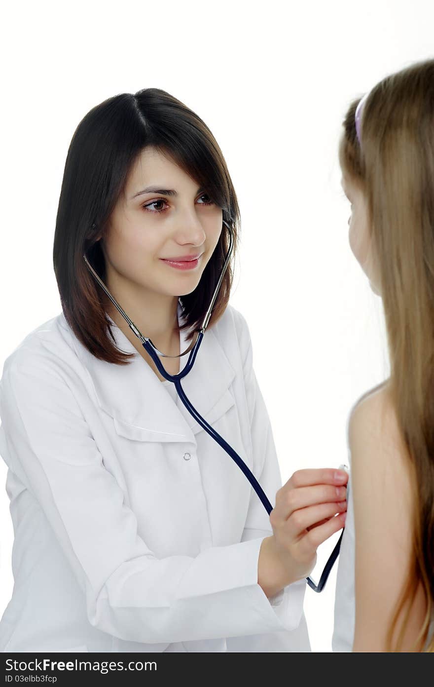 An image of a young female doctor and a patient