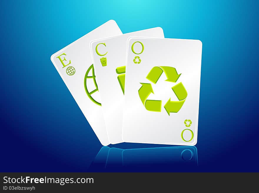 Ilustration of eco playing card with recycle symbols