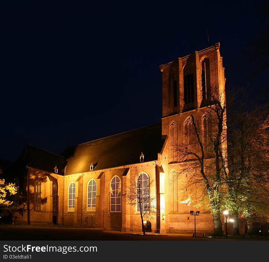 St. Nicolaas Church in Elburg by night. A.k.a. Great Church.