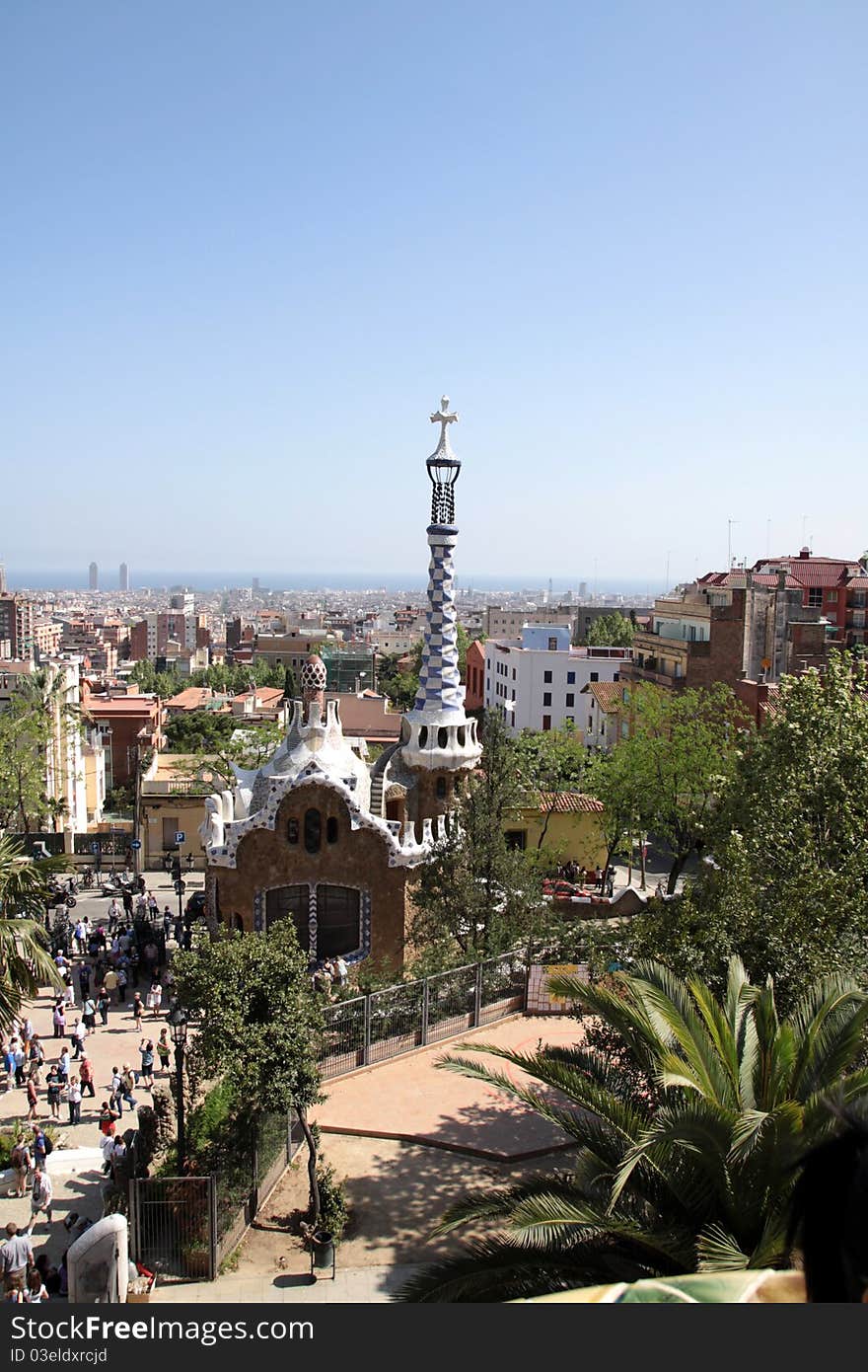 The impressive and famous park was designed by Antoni Gaudi. Spain - Baecelona. The impressive and famous park was designed by Antoni Gaudi. Spain - Baecelona