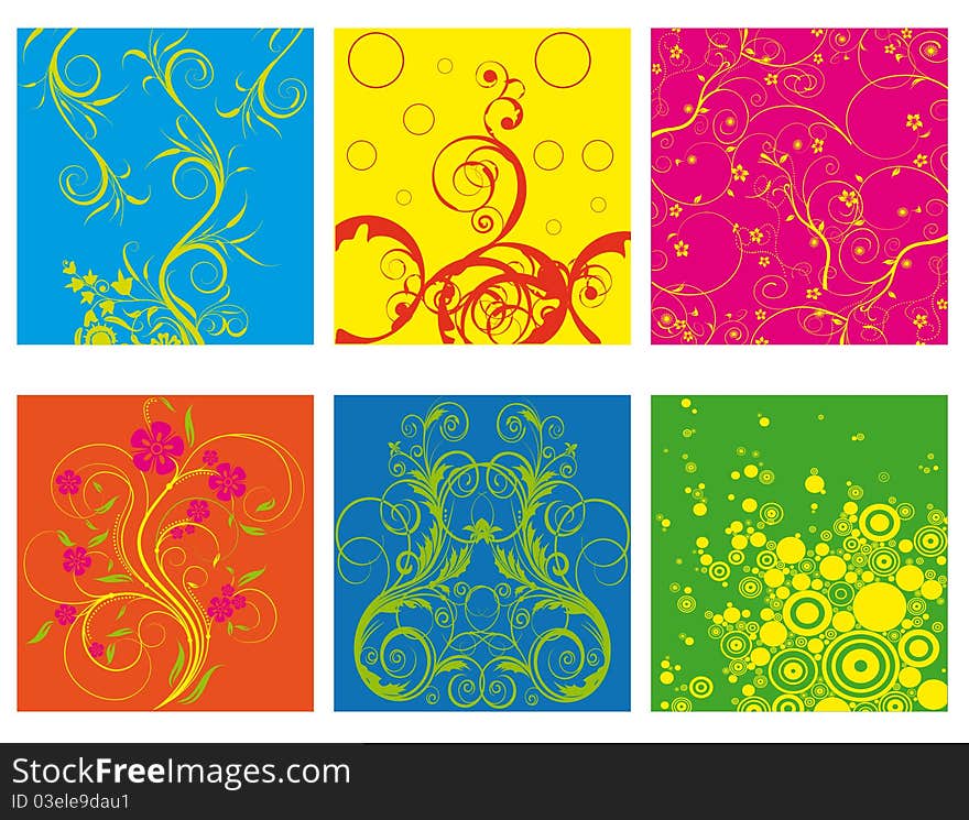 Abstract flower spring illustration vector Illustration green blue yellow pink orange