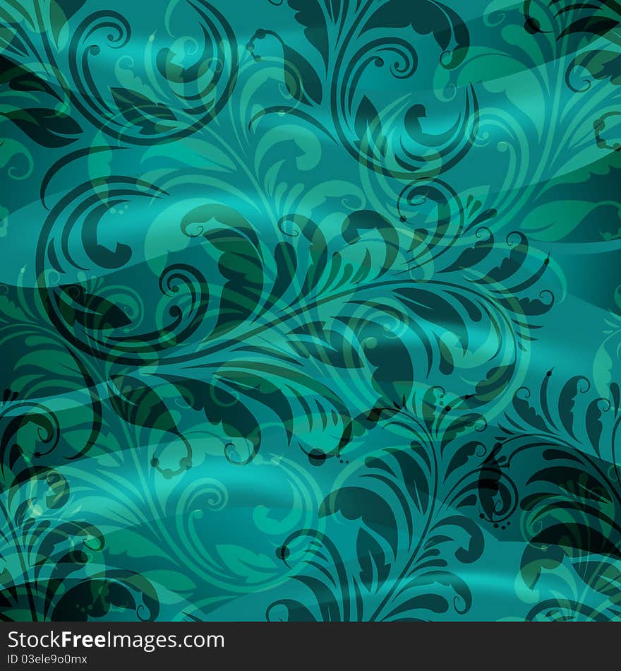 Spring Floral Pattern On Blue