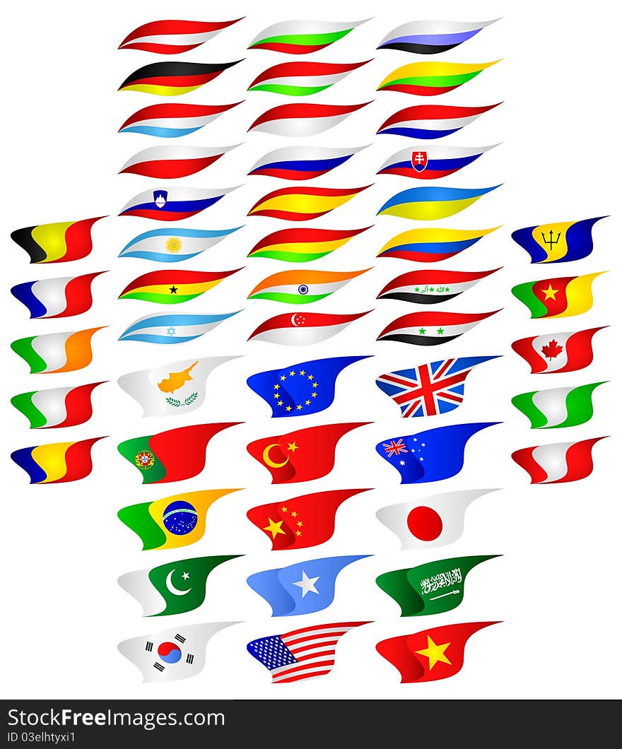 Flags of the different countries.