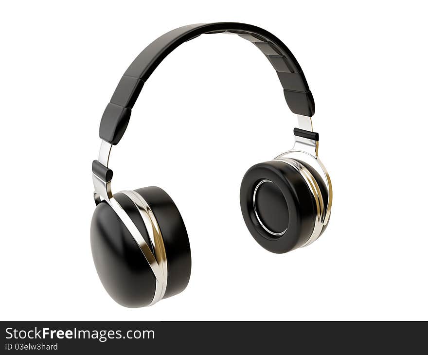 Black headphones isolated.