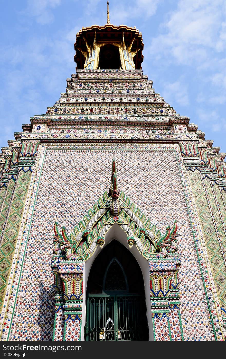 The bell tower at the emerlad buddha temple - bangkok , thailand