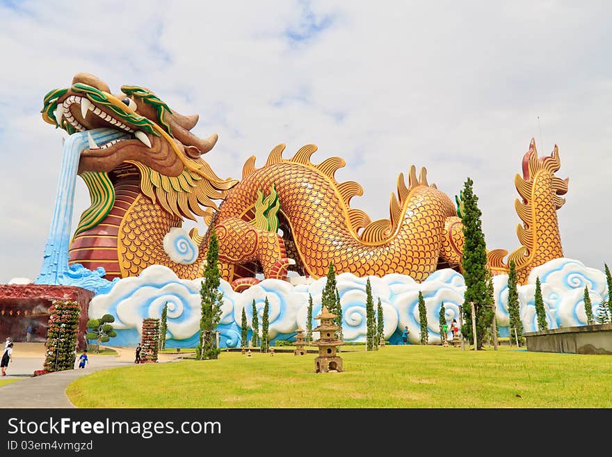 Giant Dragon above the cloud, Suphanburi, Thailand