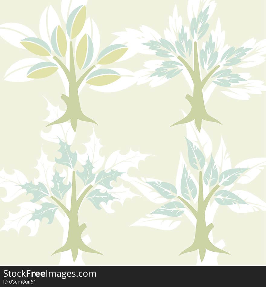 Set Tree with leafs, element for design,  illustration. Set Tree with leafs, element for design,  illustration