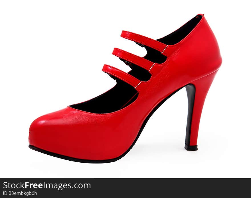 The beauty red shoes on white background