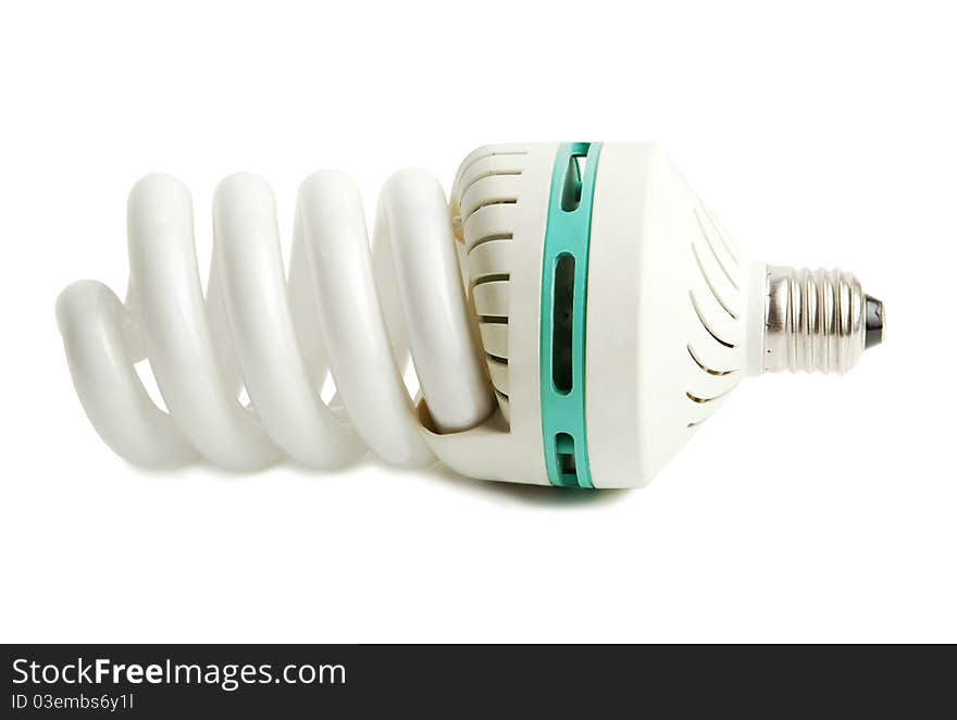 Energy saving fluorescent light bulb on white background. Energy saving fluorescent light bulb on white background