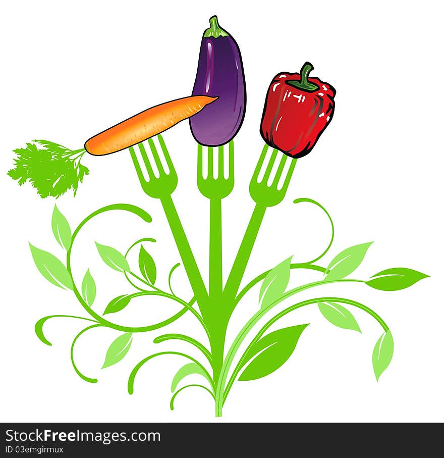 Composition with raw vegetables