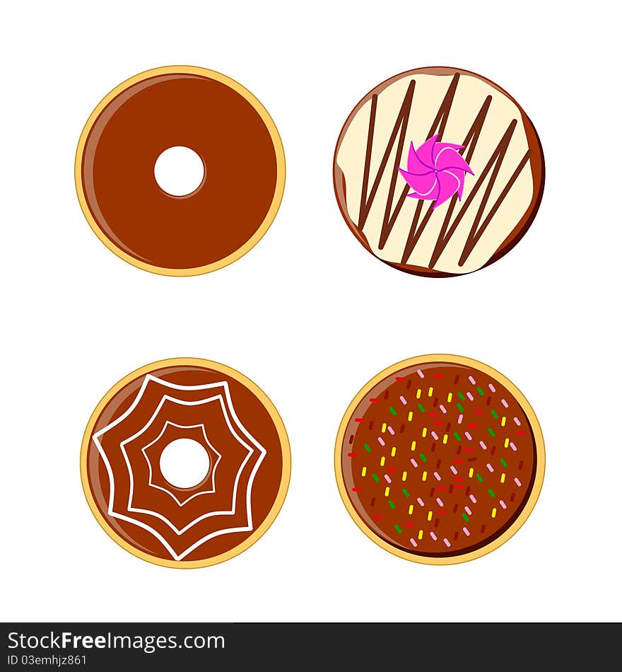 Tasty variant of donuts created by illustration. Tasty variant of donuts created by illustration