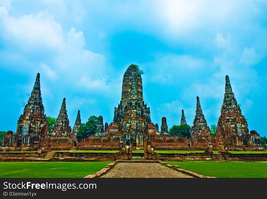 Old Wat Chaiwatthanaram in Ayutthaya, Thailand