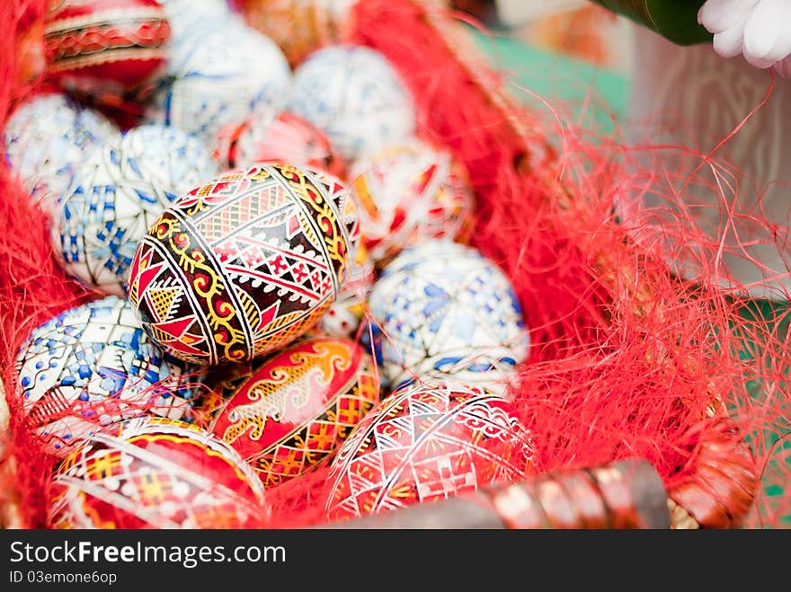 Basket of eggs painted handmade