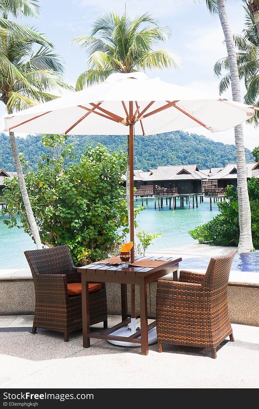 Restaurant of the Pankor Island Resort, Malaysia. Restaurant of the Pankor Island Resort, Malaysia