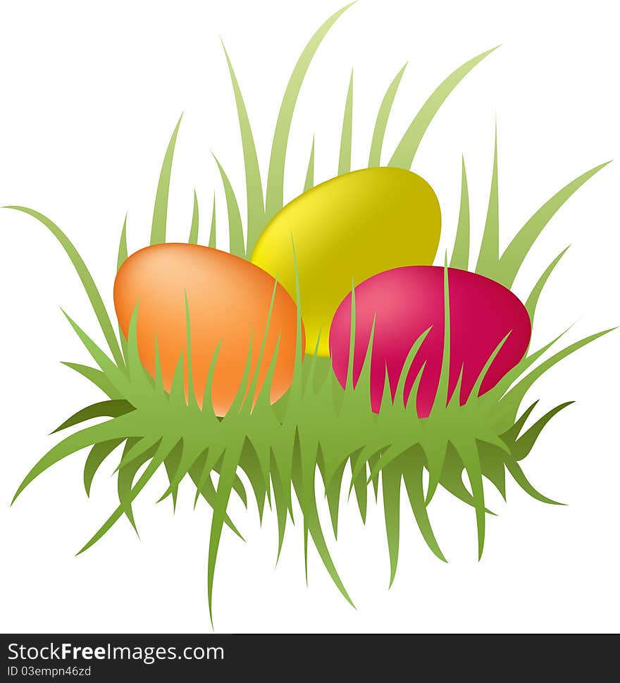 Easter colorful eggs in a grass