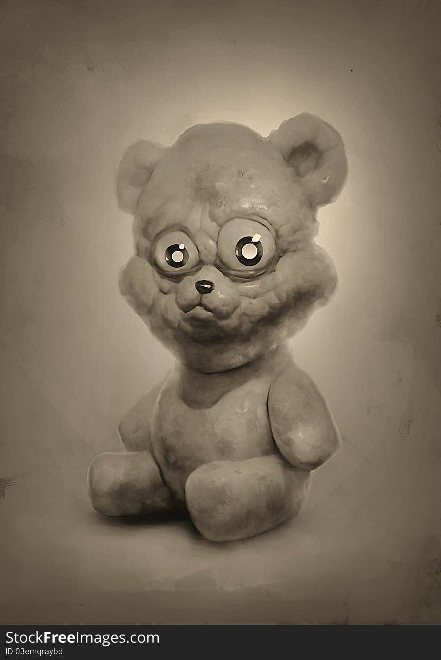 A teddy bear in sepia