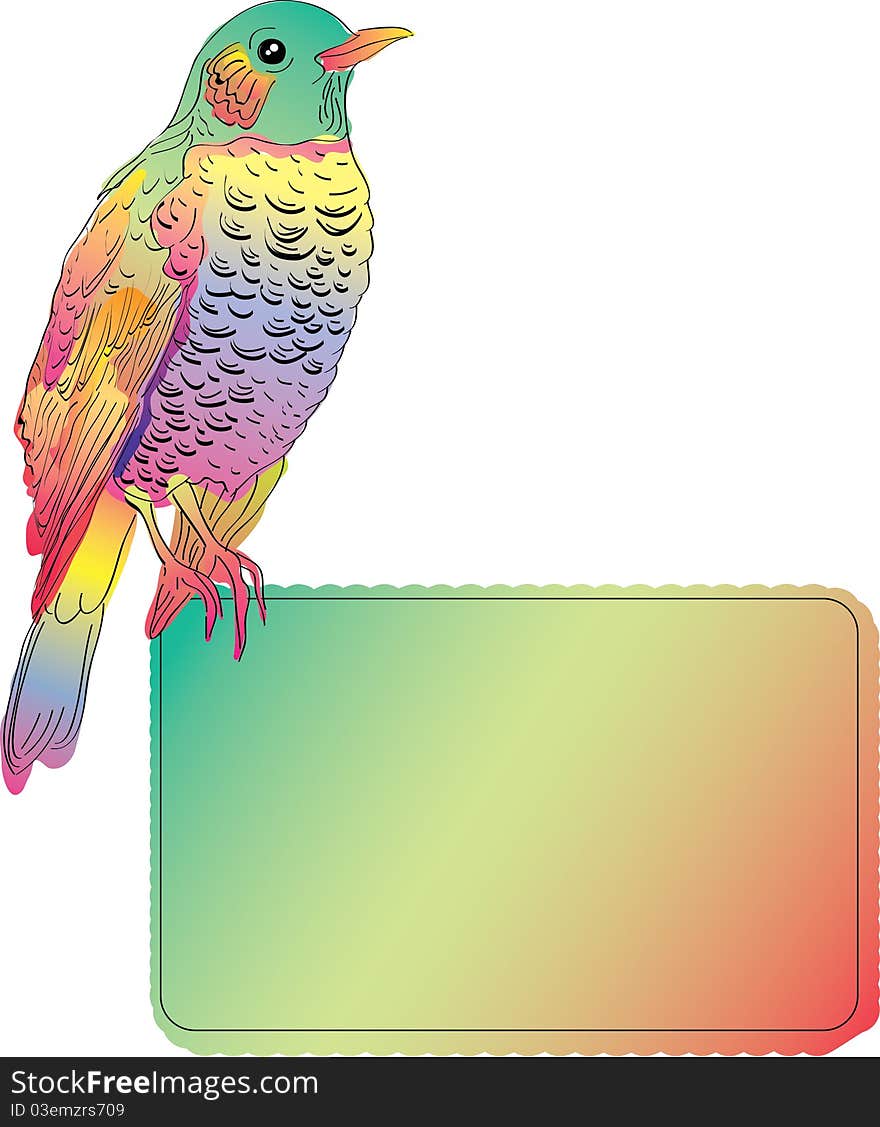 Bright Bird With Blank Banner