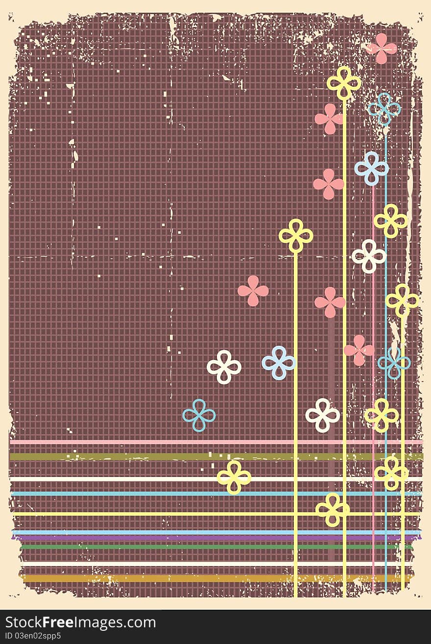 Vintage floral postacardfor design.Vector grunge image