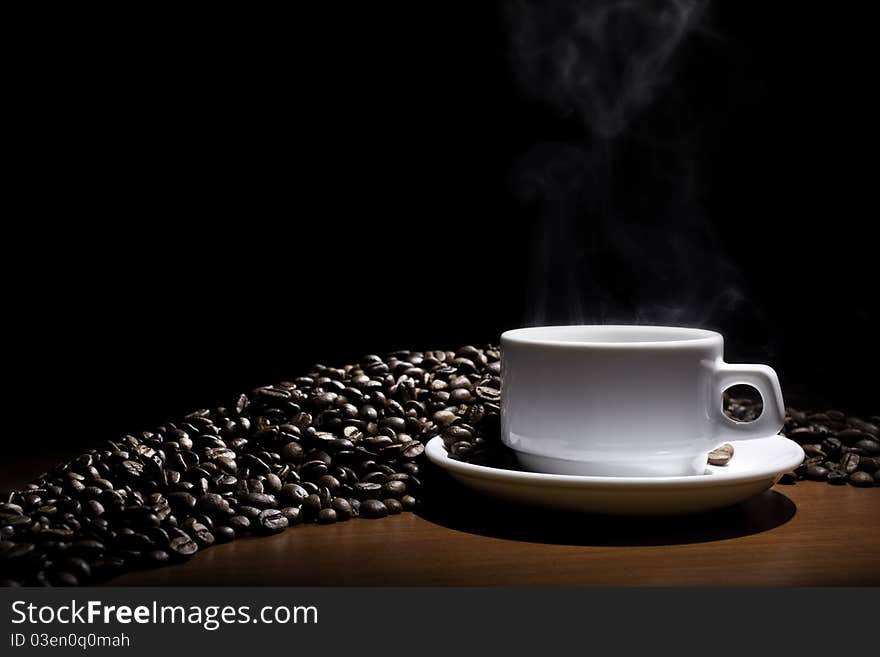 Beautiful coffee still-life on a black background