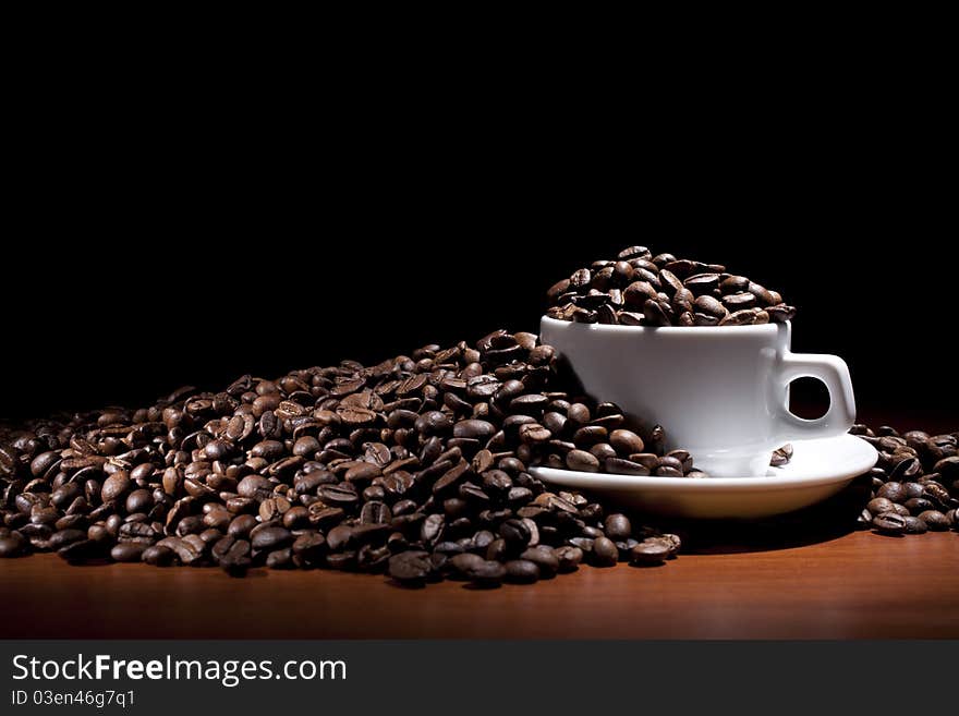 Beautiful coffee still-life on a black background