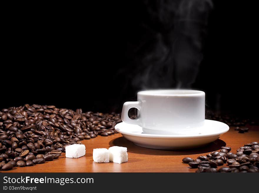 Beautiful coffee still-life on a black background