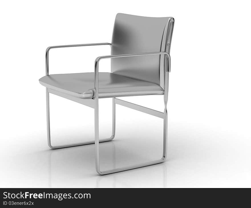 Chair, with texture of metal, on a white background, with a realistic reflection. Chair, with texture of metal, on a white background, with a realistic reflection.