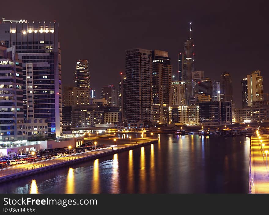 Dubai district at the night. Dubai district at the night