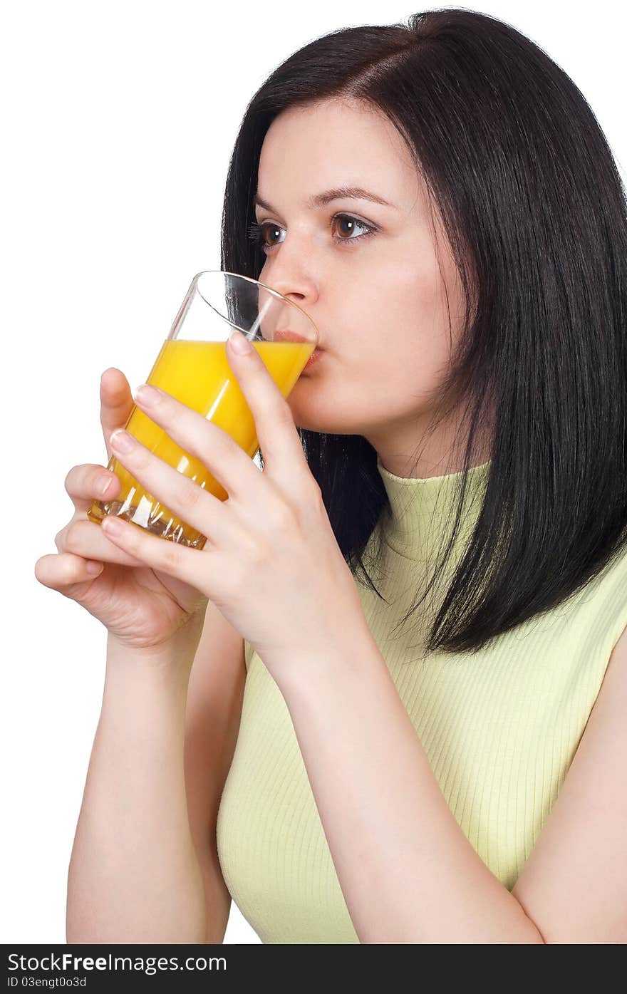 Woman With A Glass Of Oranges Juice