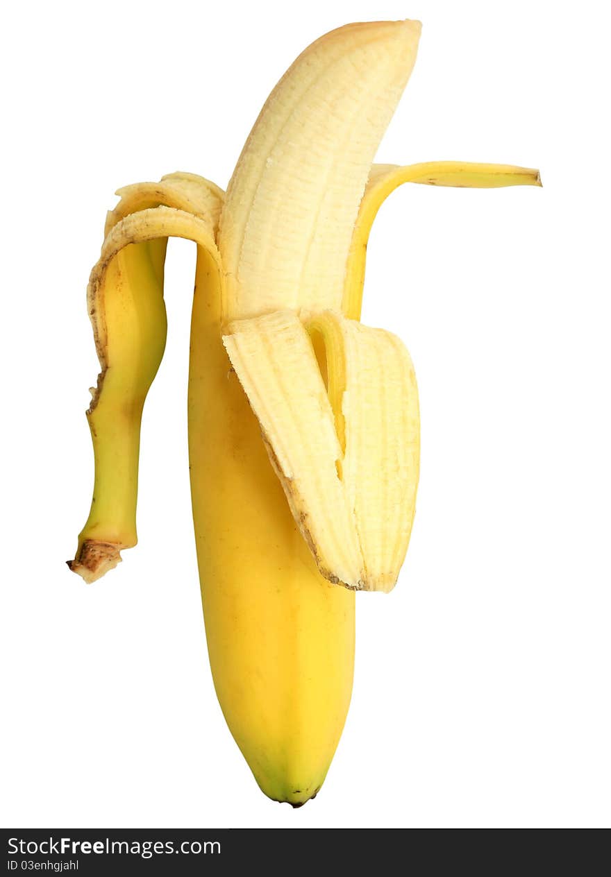 Yellow banana isolated on the white background