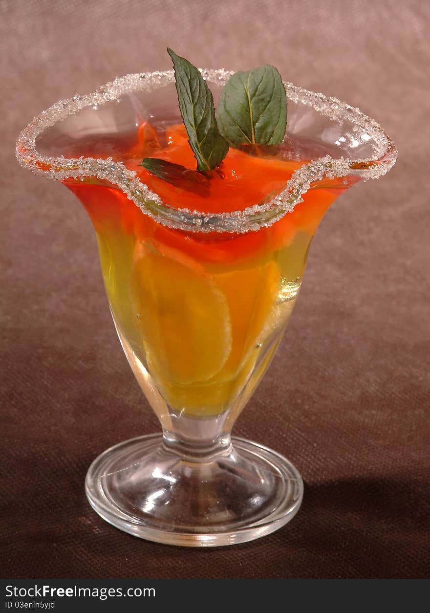 Cocktail Decorated With Leaves