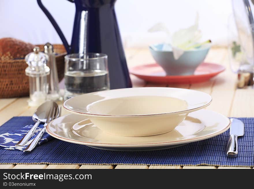 Place setting of china and silverware